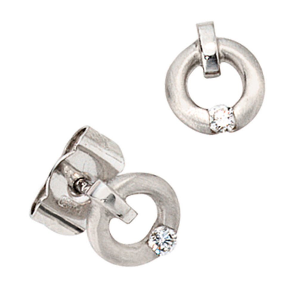 Schmuck Krone Paar Ohrstecker Ohrstecker, Brillanten, rund, 950 Platin, Damen, Platin 950 von Schmuck Krone