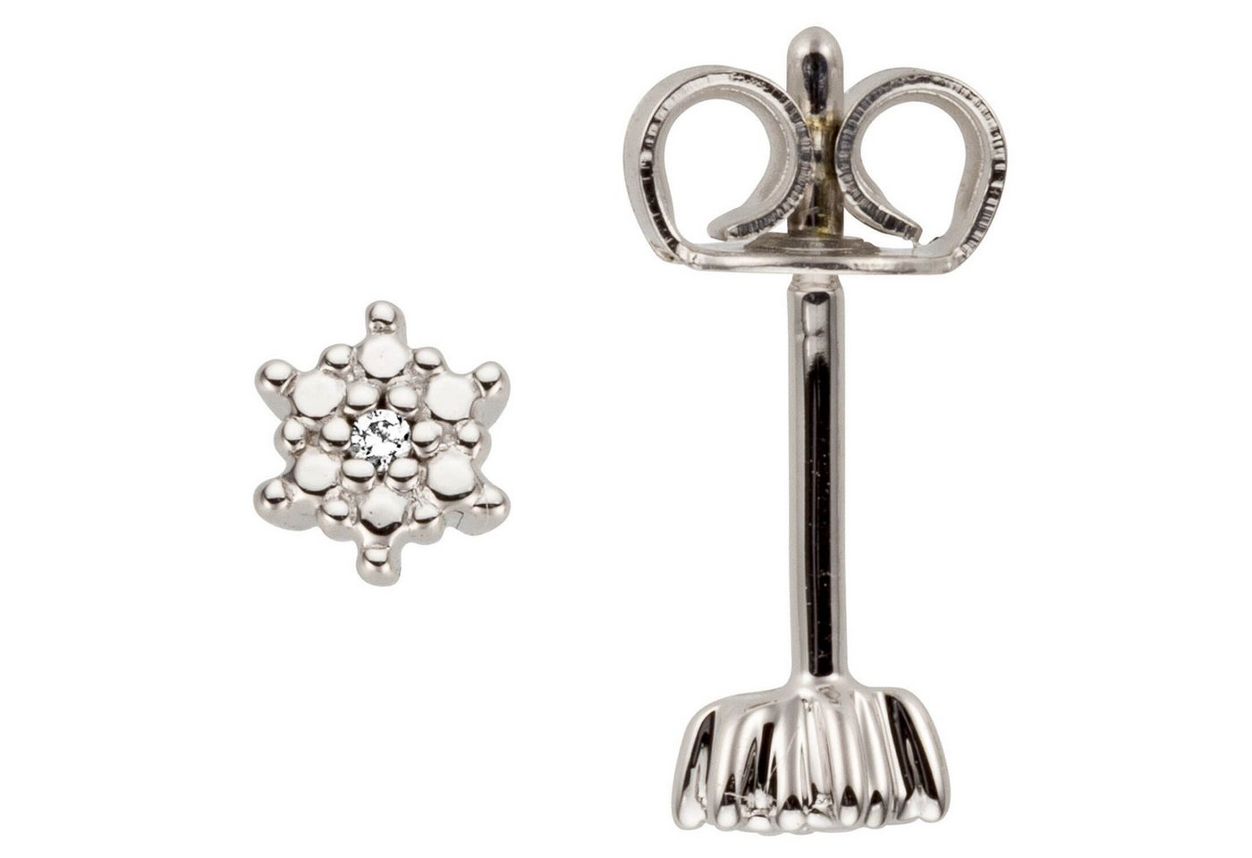 Schmuck Krone Paar Ohrstecker Ohrstecker 585 Weißgold Sterne mit 2 Brillanten, Gold 585 Schmuck Krone Paar Ohrstecker Ohrstecker 585 Weißgold Sterne mit 2 Brillanten, Gold 585 von Schmuck Krone