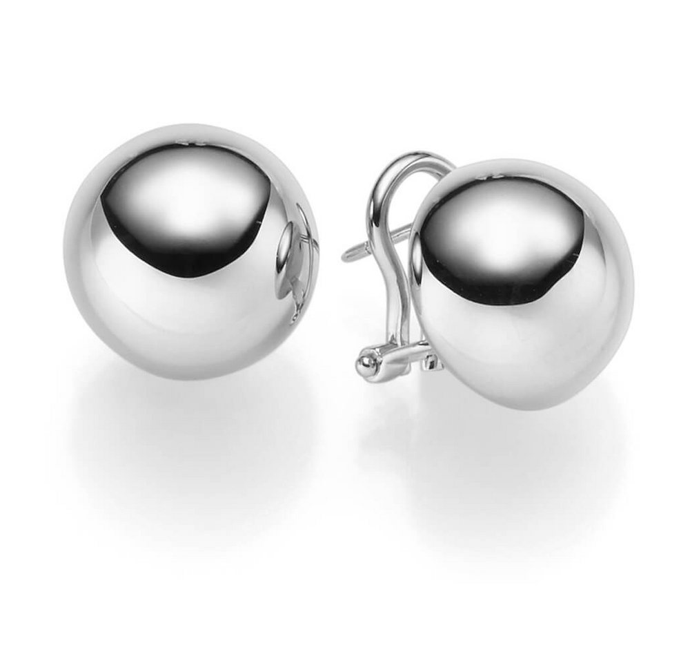 Schmuck Krone Paar Ohrstecker Ohrstecker Halbkugel 14mm, 585 Weißgold, glänzend, Gold 585 von Schmuck Krone