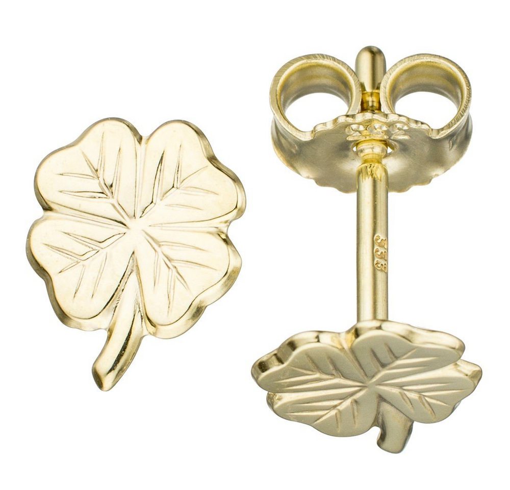 Schmuck Krone Paar Ohrstecker Ohrstecker Kleeblatt aus 333 Gelbgold für Kinder, Gold 333 von Schmuck Krone