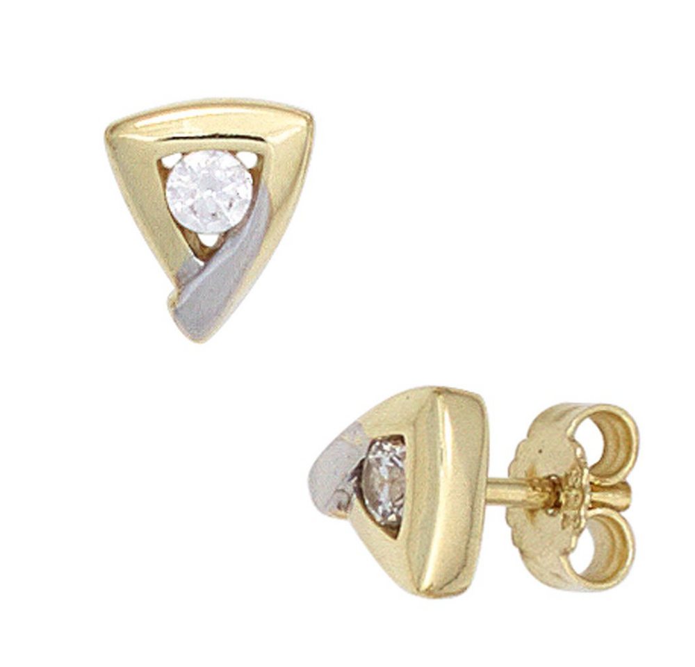 Schmuck Krone Paar Ohrstecker Ohrstecker Ohrringe Dreieck-Form mit Zirkonia weiß 333 Gold Gelbgold Damen, Gold 333 von Schmuck Krone