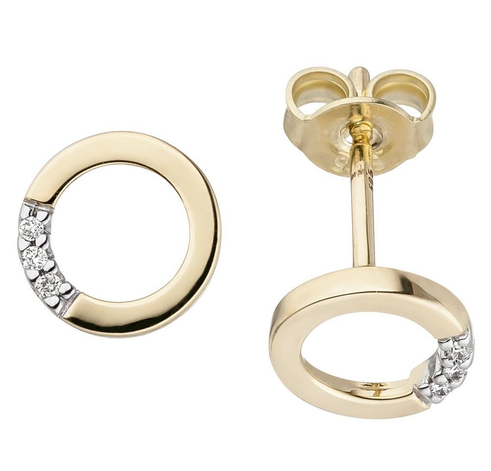 Schmuck Krone Paar Ohrstecker Ohrstecker Kreise mit 6 Brillanten, 585 Gelbgold, flach, Gold 585 Schmuck Krone Paar Ohrstecker Ohrstecker Kreise mit 6 Brillanten, 585 Gelbgold, flach, Gold 585 von Schmuck Krone