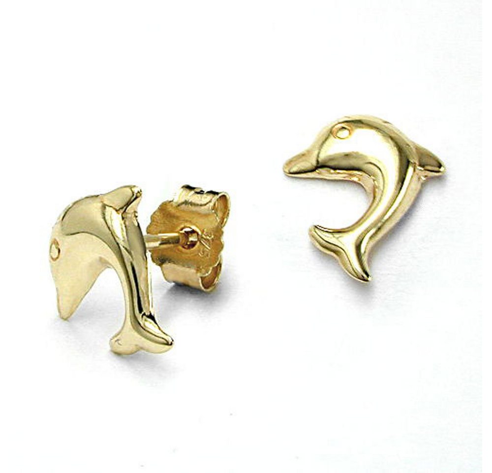 Schmuck Krone Paar Ohrstecker Ohrstecker für Kinder, Delfin, 375 Gelbgold, Gold 375 von Schmuck Krone