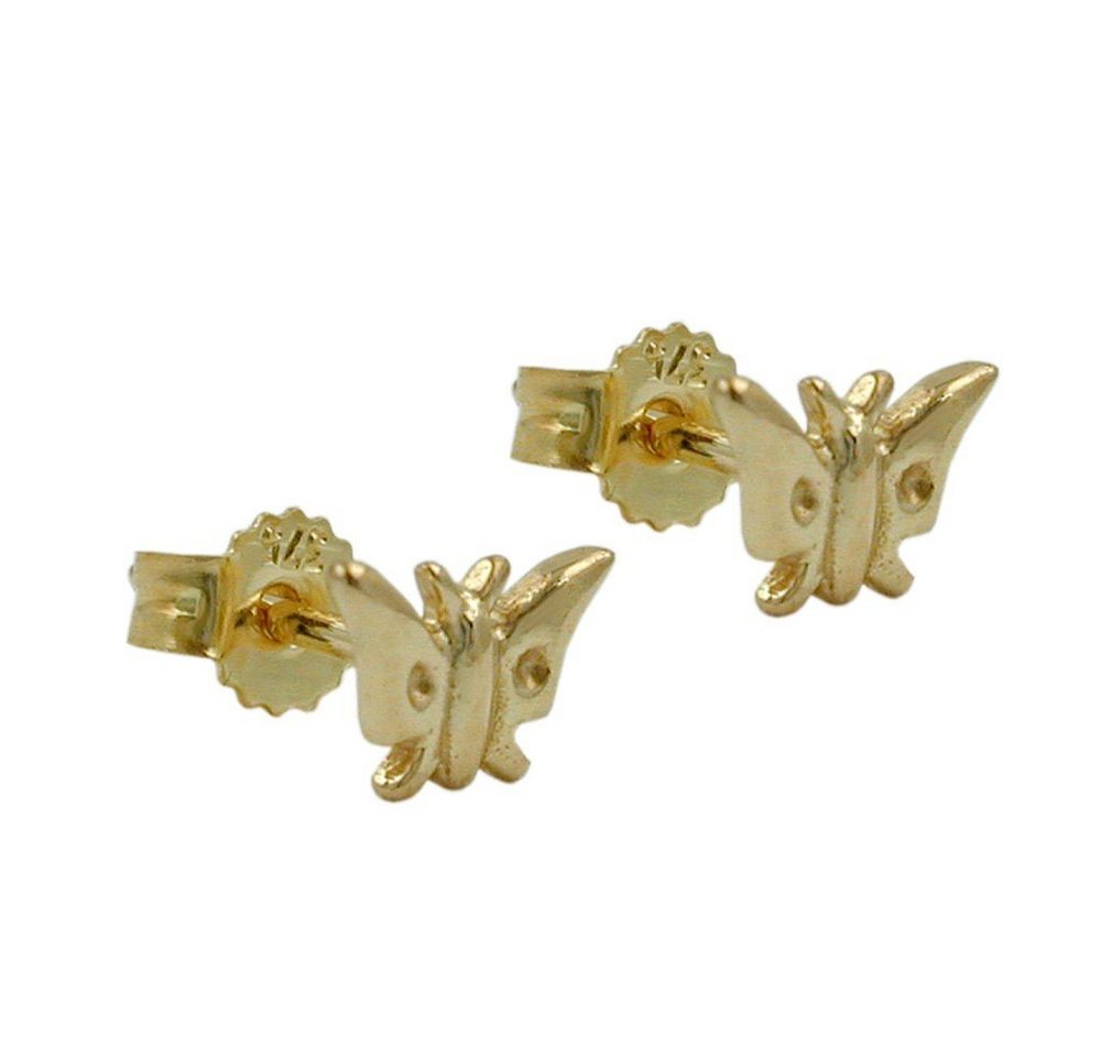 Schmuck Krone Paar Ohrstecker Ohrstecker Stecker Goldschmuck Schmetterling 9Kt 375 Gelbgold Ohrschmuck Damen, Gold 375 von Schmuck Krone