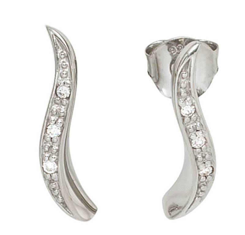 Schmuck Krone Paar Ohrstecker Ohrstecker Welle 925 Silber mit 6 Zirkonia weiß, Silber 925 von Schmuck Krone