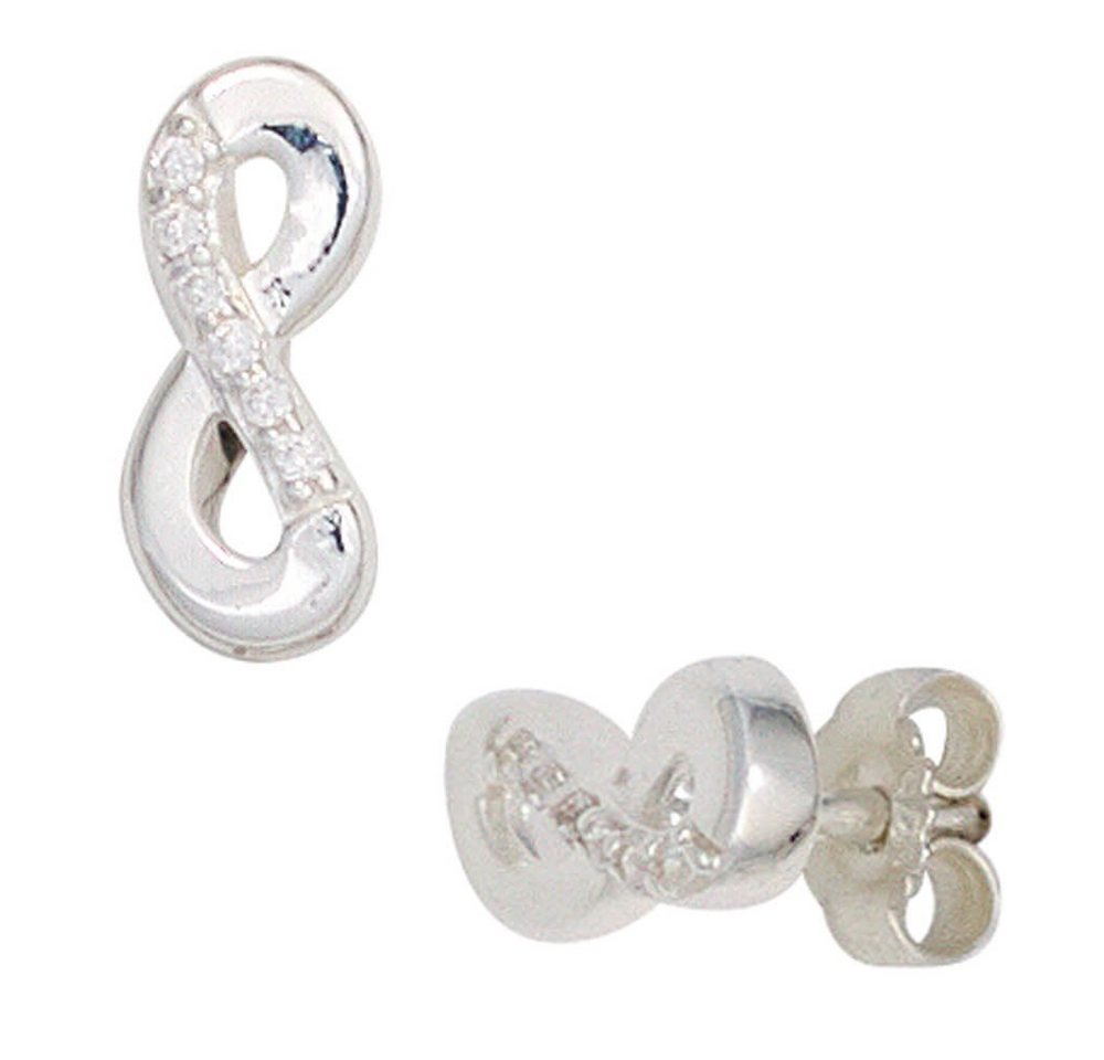 Schmuck Krone Paar Ohrstecker Ohrstecker Ziffer 8 Unendlichkeit 925 Silber glänzend Zirkonia Damen, Silber 925 von Schmuck Krone