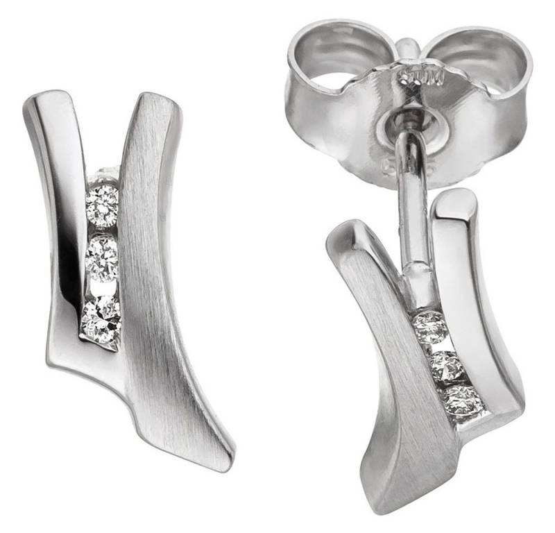 Schmuck Krone Paar Ohrstecker Ohrstecker mit 6 Brillanten, 585 Weißgold, Gold 585 von Schmuck Krone