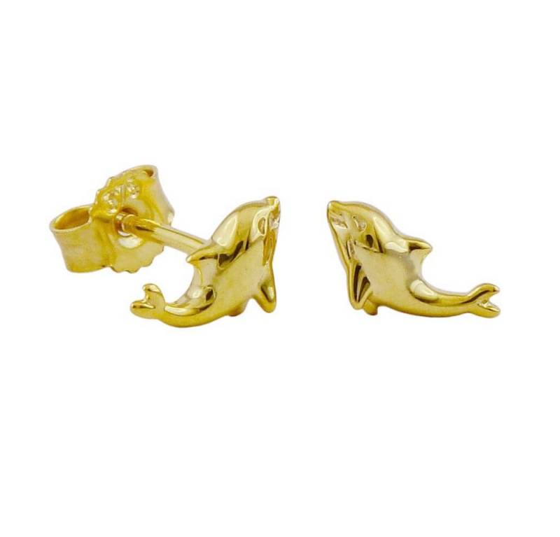 Schmuck Krone Paar Ohrstecker Paar Ohrstecker Ohrringe 8x4mm kleine Delfine aus 9Kt 375 Gold Gelbgold glänzend, Gold 375 von Schmuck Krone