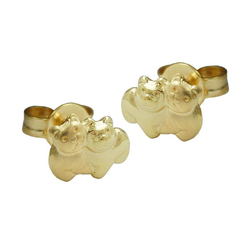 Schmuck Krone Paar Ohrstecker Paar Ohrstecker Stecker Bärchen aus 375 Gold matt-glänzend Ohrschmuck Kinder, Gold 375 von Schmuck Krone