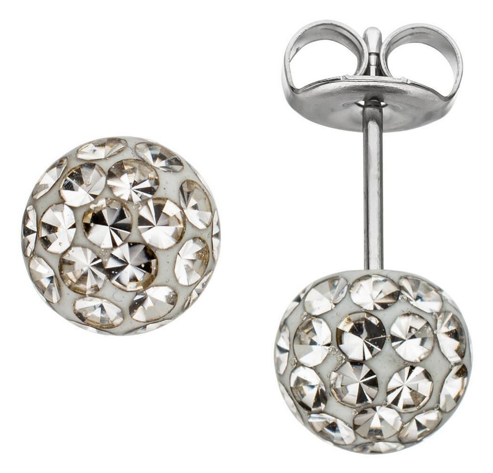 Schmuck Krone Paar Ohrstecker Paar Ohrstecker Stecker Kugel 6,2mm mit Swarovski-Elements weiß Edelstahl Damen von Schmuck Krone