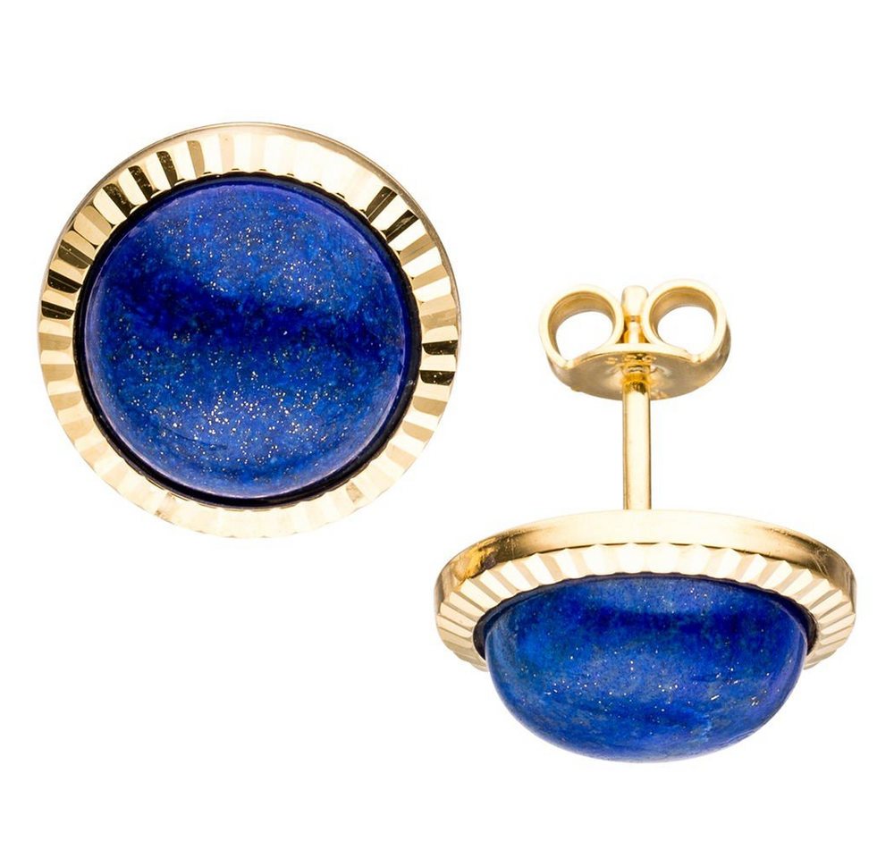 Schmuck Krone Paar Ohrstecker Paar Ohrstecker mit Lapis-Lazuli blau Halbkugel 333 Gold Gelbgold Ohrschmuck, Gold 333 von Schmuck Krone