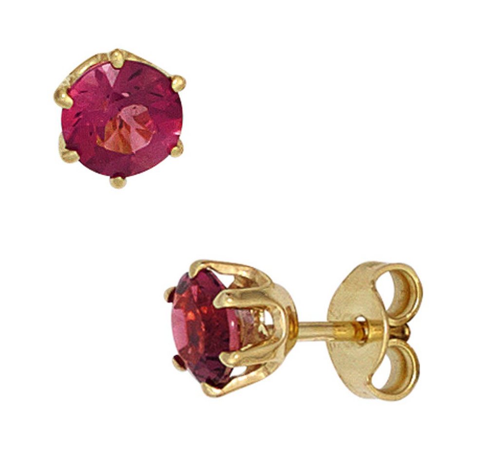 Schmuck Krone Paar Ohrstecker Paar Ohrstecker mit Turmalin rosa 585 Gold Gelbgold Ohrschmuck Damen, Gold 585 von Schmuck Krone