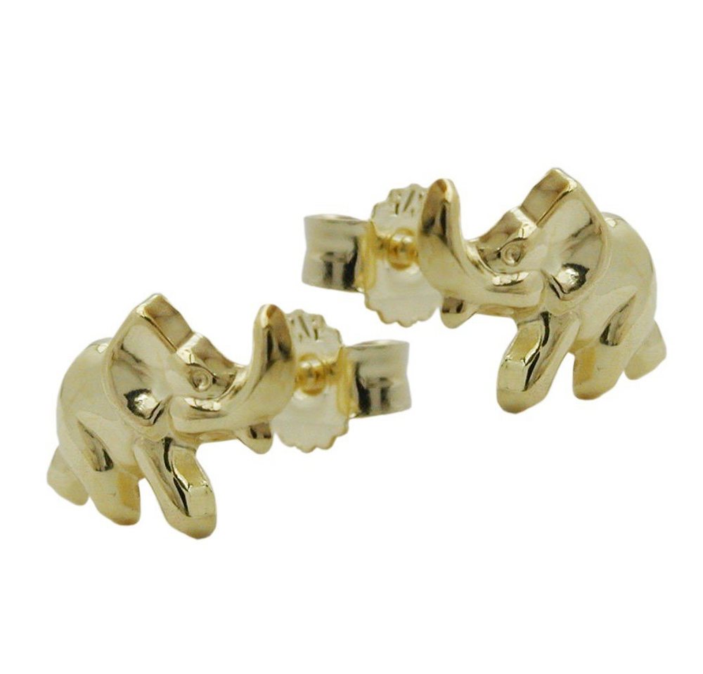 Schmuck Krone Paar Ohrstecker Paar Stecker Ohrstecker Elefant Elefanten 375 Gold Gelbgold glänzend Damen, Gold 375 von Schmuck Krone