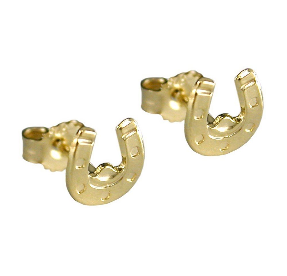 Schmuck Krone Paar Ohrstecker Paar Stecker Ohrstecker Hufeisen aus 375 Gold Gelbgold Goldohrstecker Damen, Gold 375 von Schmuck Krone