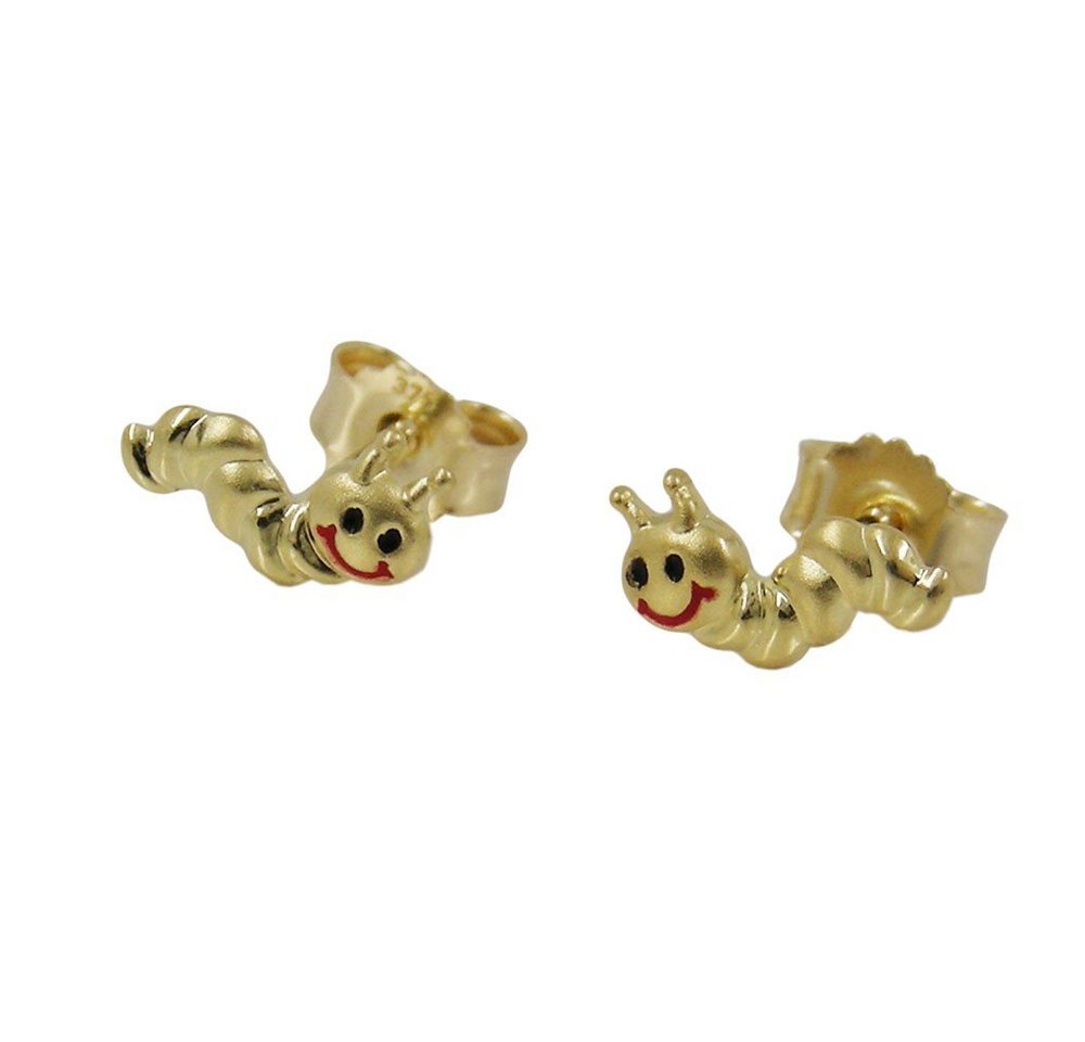 Schmuck Krone Paar Ohrstecker Paar Stecker Ohrstecker Würmchen Wurm aus 9Kt. 375 Gelbgold Ohrschmuck Kinder, Gold 375 von Schmuck Krone