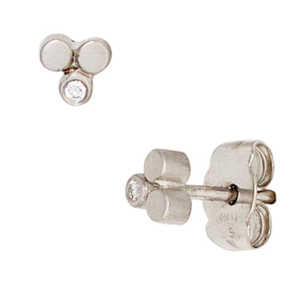 Schmuck Krone Paar Ohrstecker Paar Stecker Ohrstecker aus 950 Platin mattiert mit Diamanten Brillanten Damen, Platin 950 von Schmuck Krone