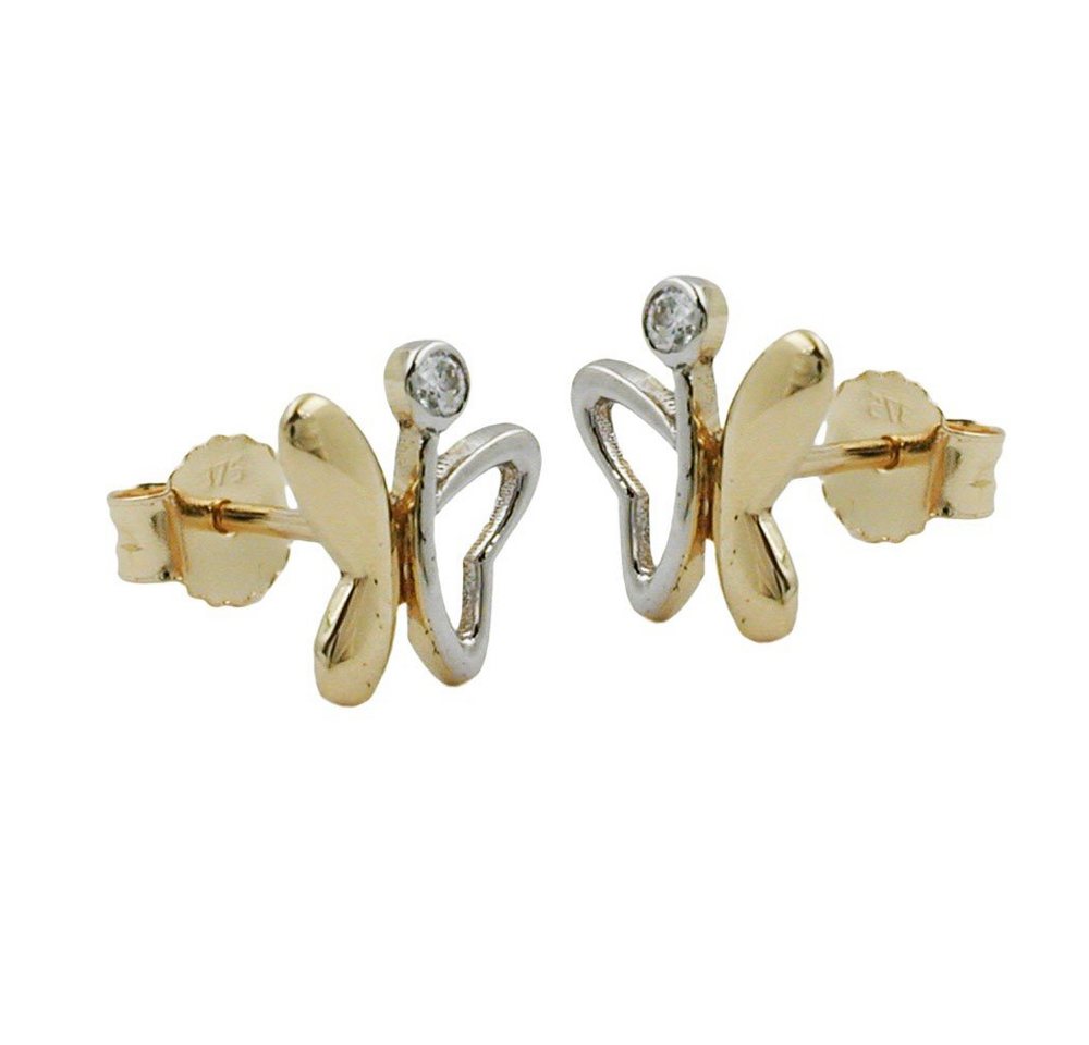 Schmuck Krone Paar Ohrstecker Stecker Ohrstecker Schmetterling aus 375 Gold Gelbgold für Kinder, Gold 375 von Schmuck Krone