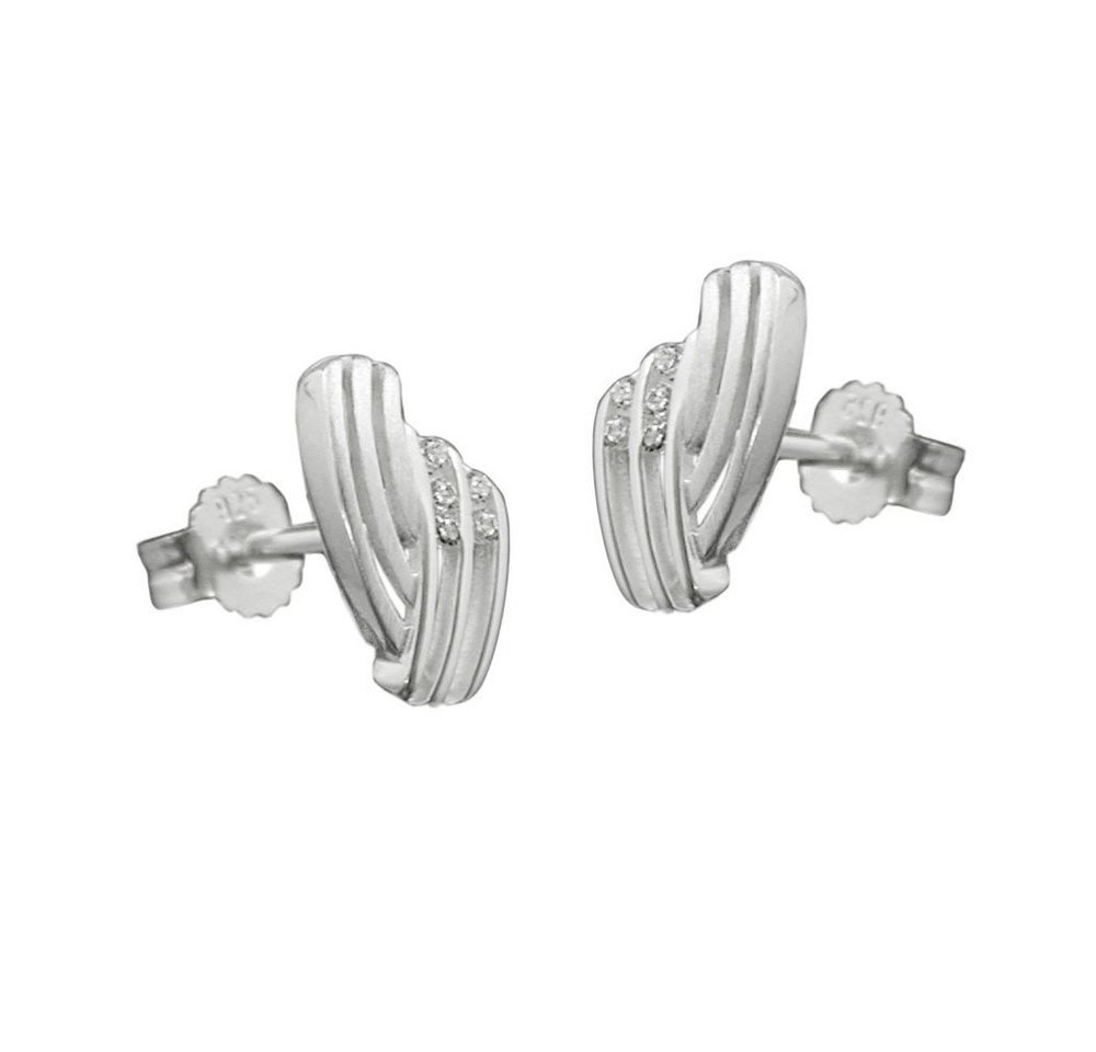 Schmuck Krone Paar Ohrstecker Stecker Ohrstecker mit Zirkonia streifig 925 Silber Sterlingsilber Damen, Silber 925 von Schmuck Krone