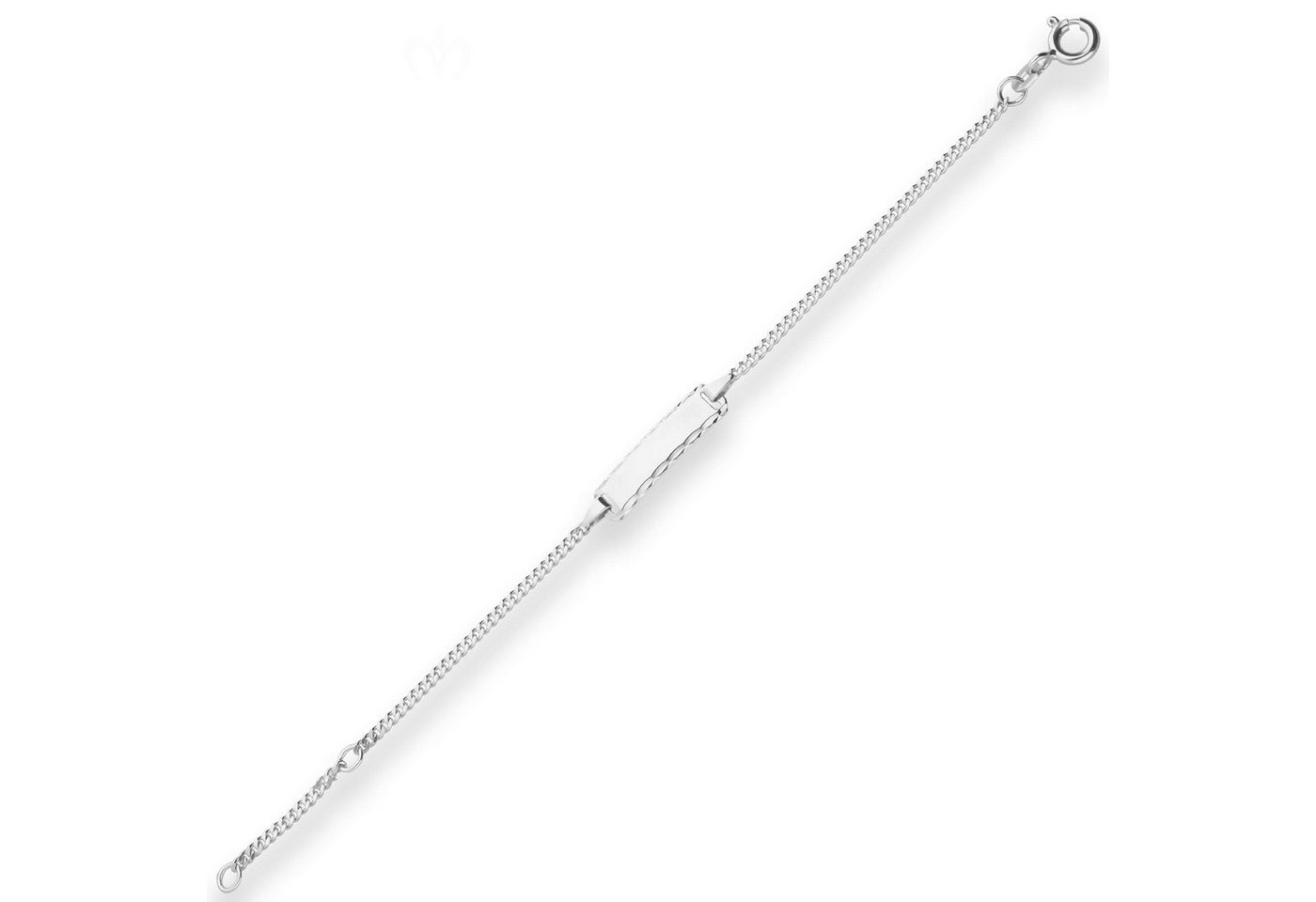 Schmuck Krone Panzerarmband 1,7mm Id-Armband Panzerkette aus 925 Silber rhodiniert 14cm, Silber 925 von Schmuck Krone