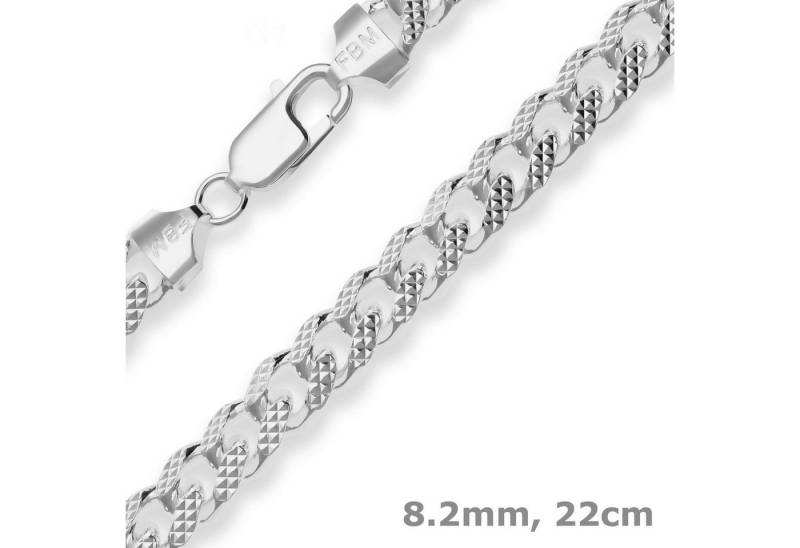 Schmuck Krone Panzerarmband 8,2mm Armband Panzerkette oval aus 925 Silber 22cm, Silber 925 von Schmuck Krone