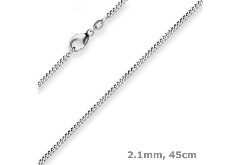 Schmuck Krone Panzerkette 2,1mm Panzerkette aus 925 Silber rhodiniert 45cm, Silber 925 von Schmuck Krone