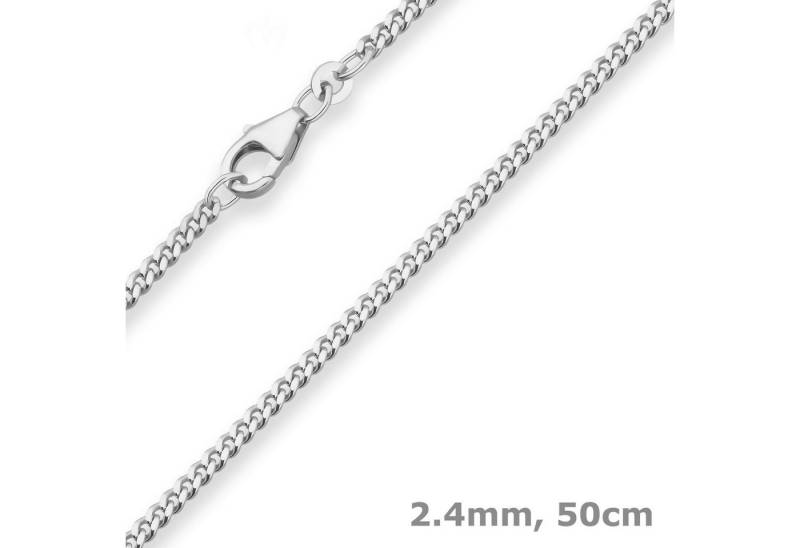 Schmuck Krone Silberkette 2,4mm Panzerkette aus 925 Silber 50cm, Silber 925 von Schmuck Krone