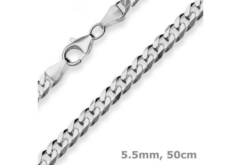 Schmuck Krone Panzerkette 5,5mm Panzerkette aus 925 Silber rhodiniert 50cm, Silber 925 von Schmuck Krone