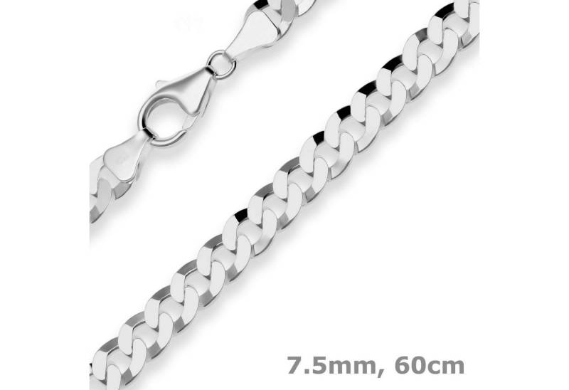 Schmuck Krone Panzerkette 7,5mm Panzerkette aus 925 Silber rhodiniert 60cm, Silber 925 von Schmuck Krone