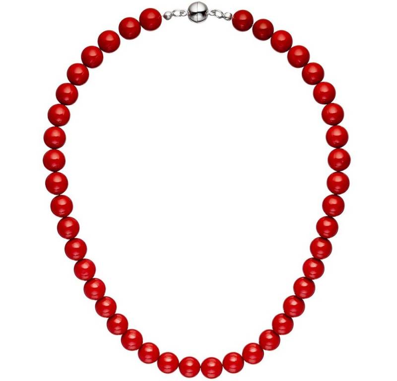 Schmuck Krone Perlenkette Kette aus Muschelkern-Perlen, rot, 45cm von Schmuck Krone