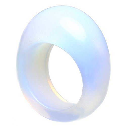 Ring aus Opalit (synth. Mondstein) mit Wölbung massiv Opalitring Mondsteinring für Damen, Ringgröße:Innenumfang 57mm ~ Ø18.1mm von Schmuck Krone