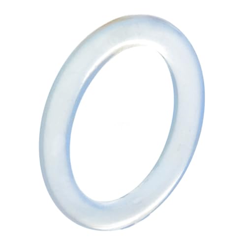 Schmuck Krone Ring aus Opalit-Mondstein 3mm schmal rund grau schlicht Fingerring Fingerschmuck, Ringgröße:Innenumfang 54mm ~ Ø17.2mm von Schmuck Krone