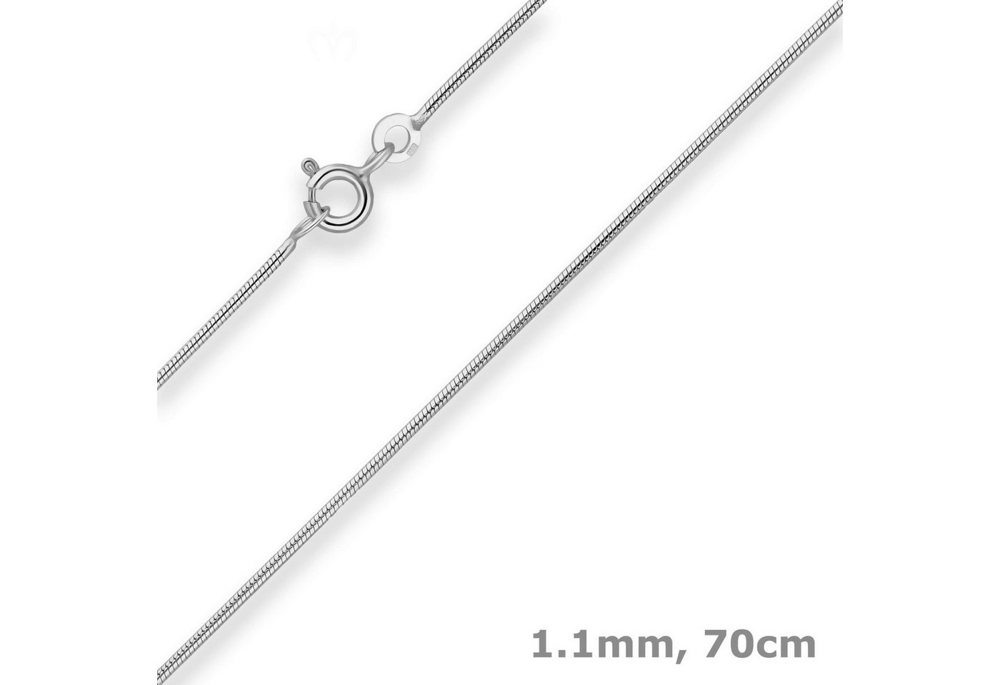 Schmuck Krone Silberkette 1,1mm Schlangenkette aus 925 Silber rhodiniert 70cm, Silber 925 von Schmuck Krone
