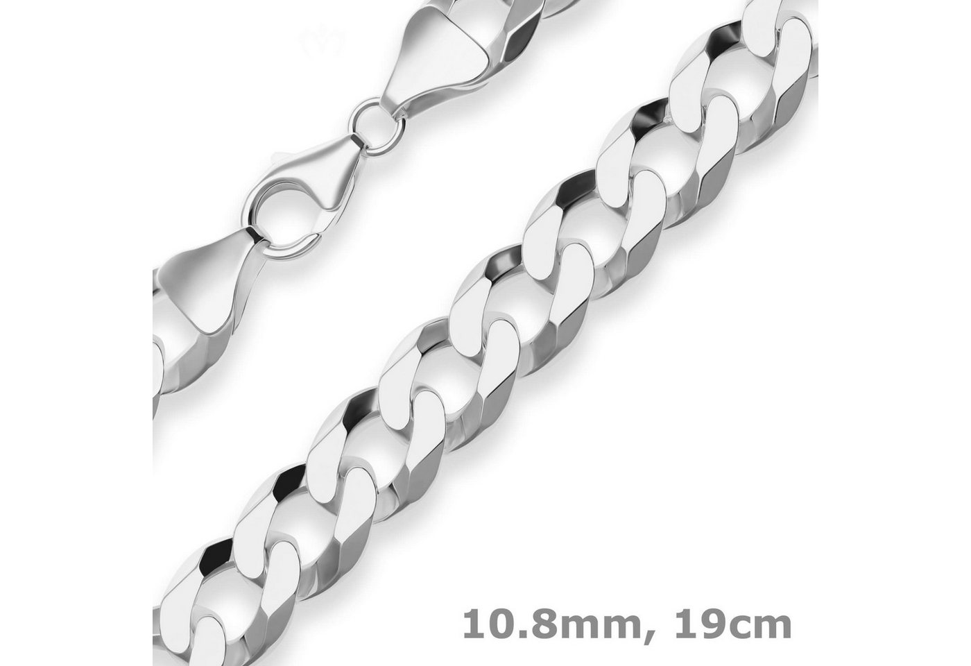 Schmuck Krone Silberarmband 10,8mm Armband Panzerkette aus 925 Silber 19cm, Silber 925 von Schmuck Krone