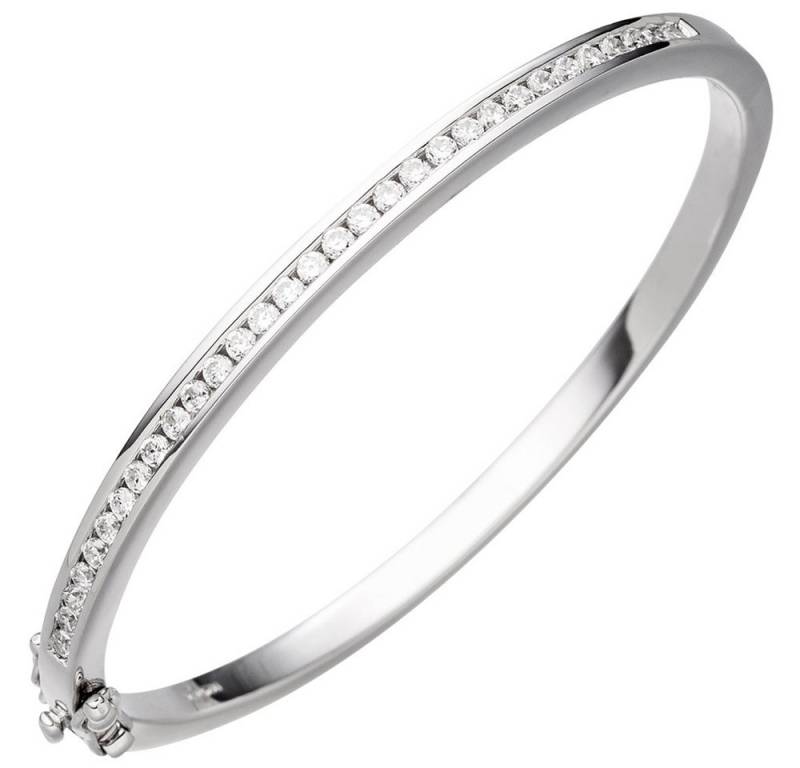 Schmuck Krone Armreif 3,8mm Ovaler Armreif mit Zirkonia, 925 Silber, Silber 925 von Schmuck Krone