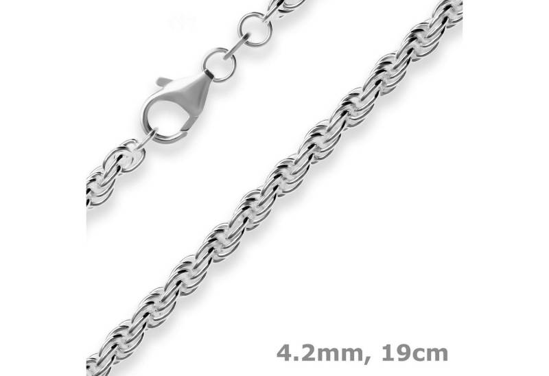 Schmuck Krone Silberarmband 4,2mm Armband Kordelkette massiv aus 925 Silber rhodiniert 19cm, Silber 925 von Schmuck Krone