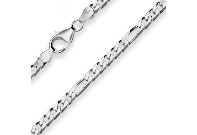 Schmuck Krone Silberarmband 4,3mm Armband Figarokette diamantiert aus 925 Silber rhodiniert, Silber 925 von Schmuck Krone