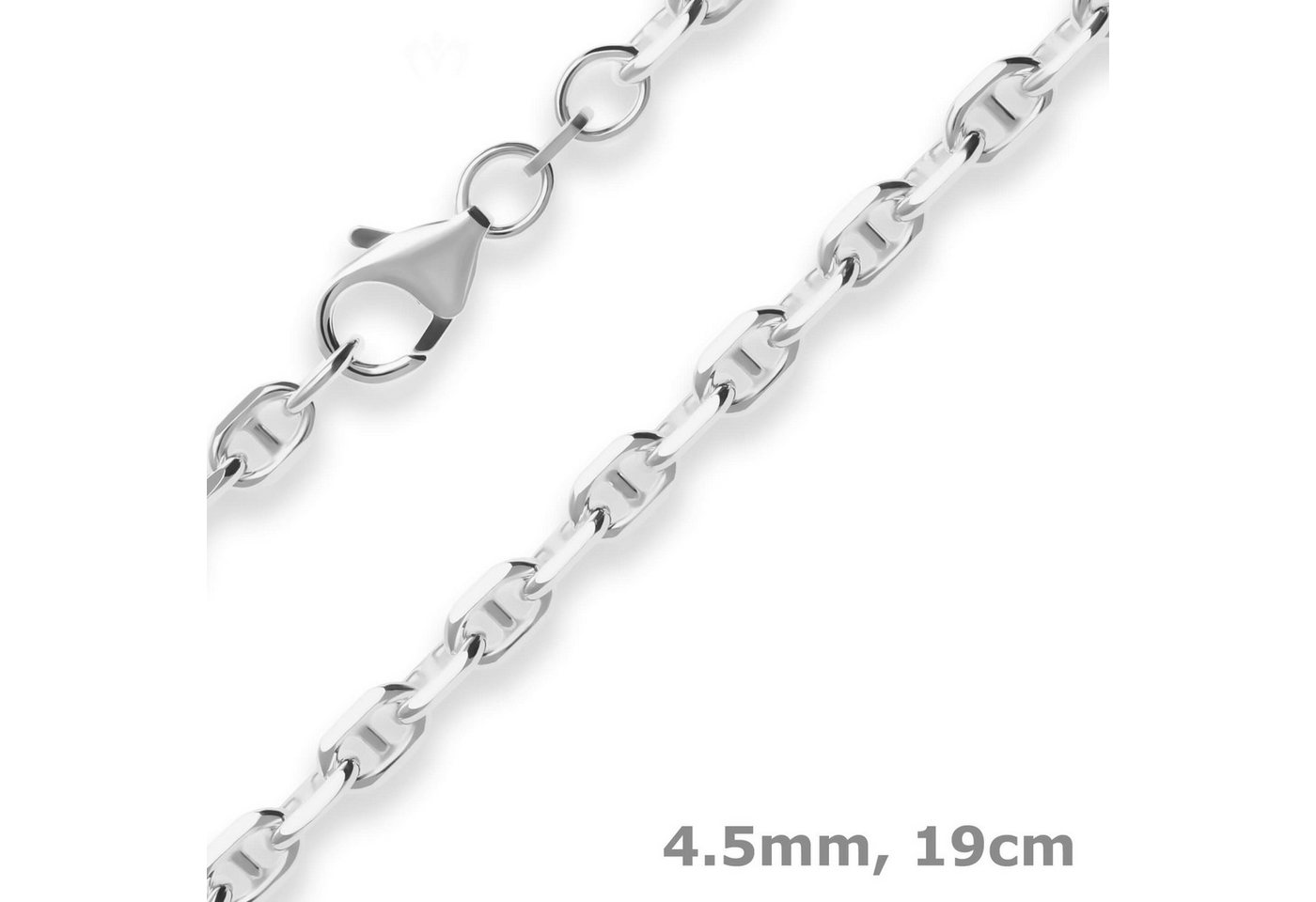 Schmuck Krone Silberarmband 4,5mm Armband Ankerkette-Steg aus 925 Silber 19cm, Silber 925 von Schmuck Krone