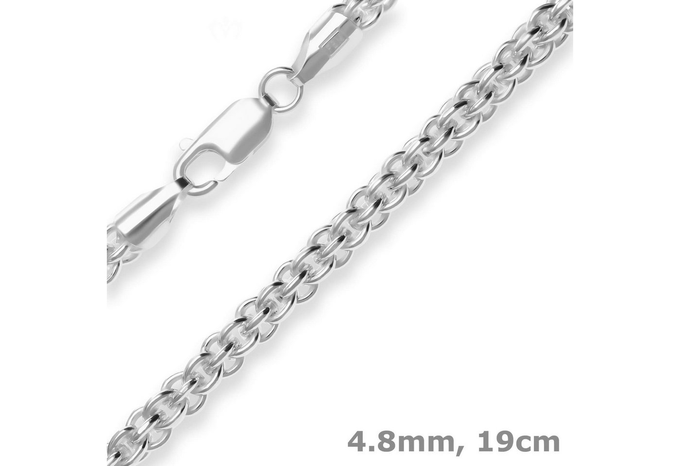 Schmuck Krone Silberarmband 4,8mm Armband Fantasiekette aus 925 Silber 19cm, Silber 925 von Schmuck Krone