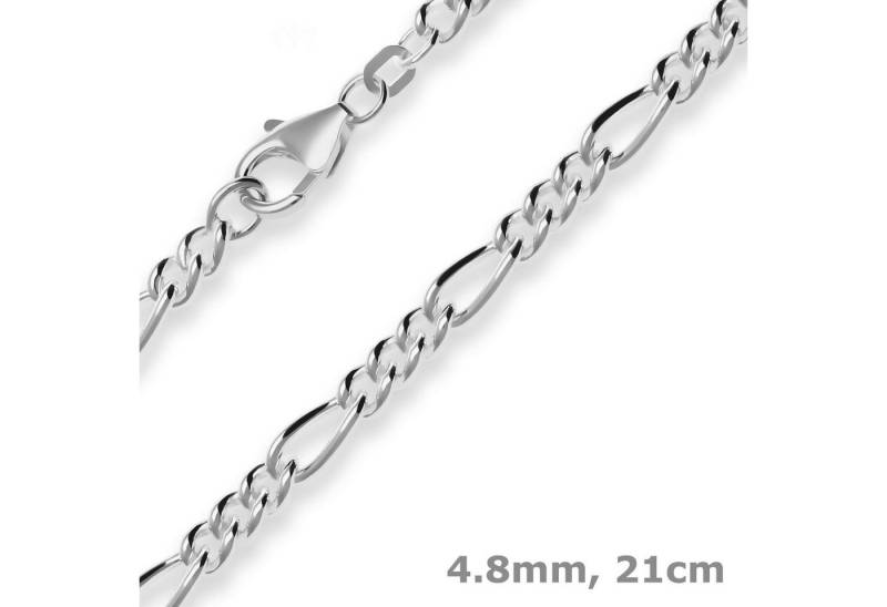 Schmuck Krone Silberarmband 4,8mm Armband Figarokette aus 925 Silber 21cm, Silber 925 von Schmuck Krone