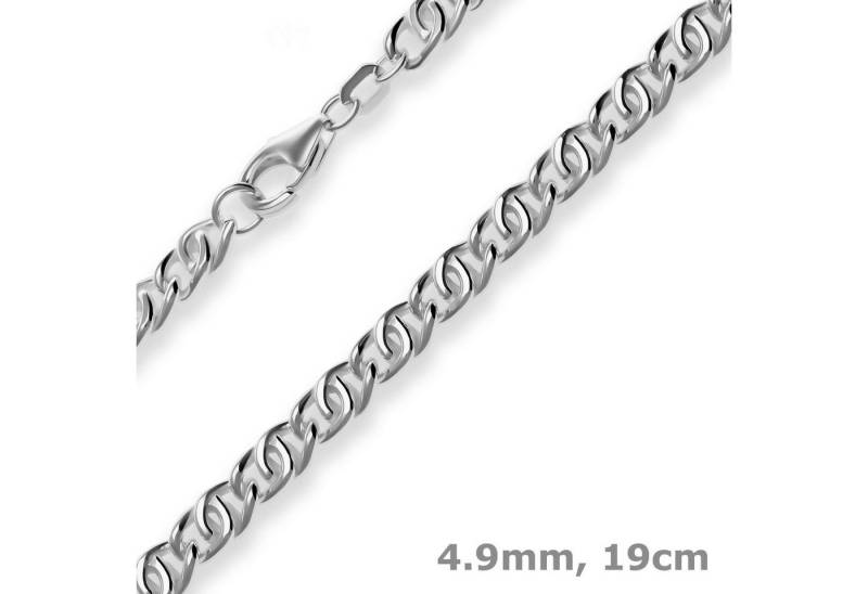 Schmuck Krone Silberarmband 4,9mm Armband Tigeraugenkette aus 925 Silber rhodiniert 19cm, Silber 925 von Schmuck Krone