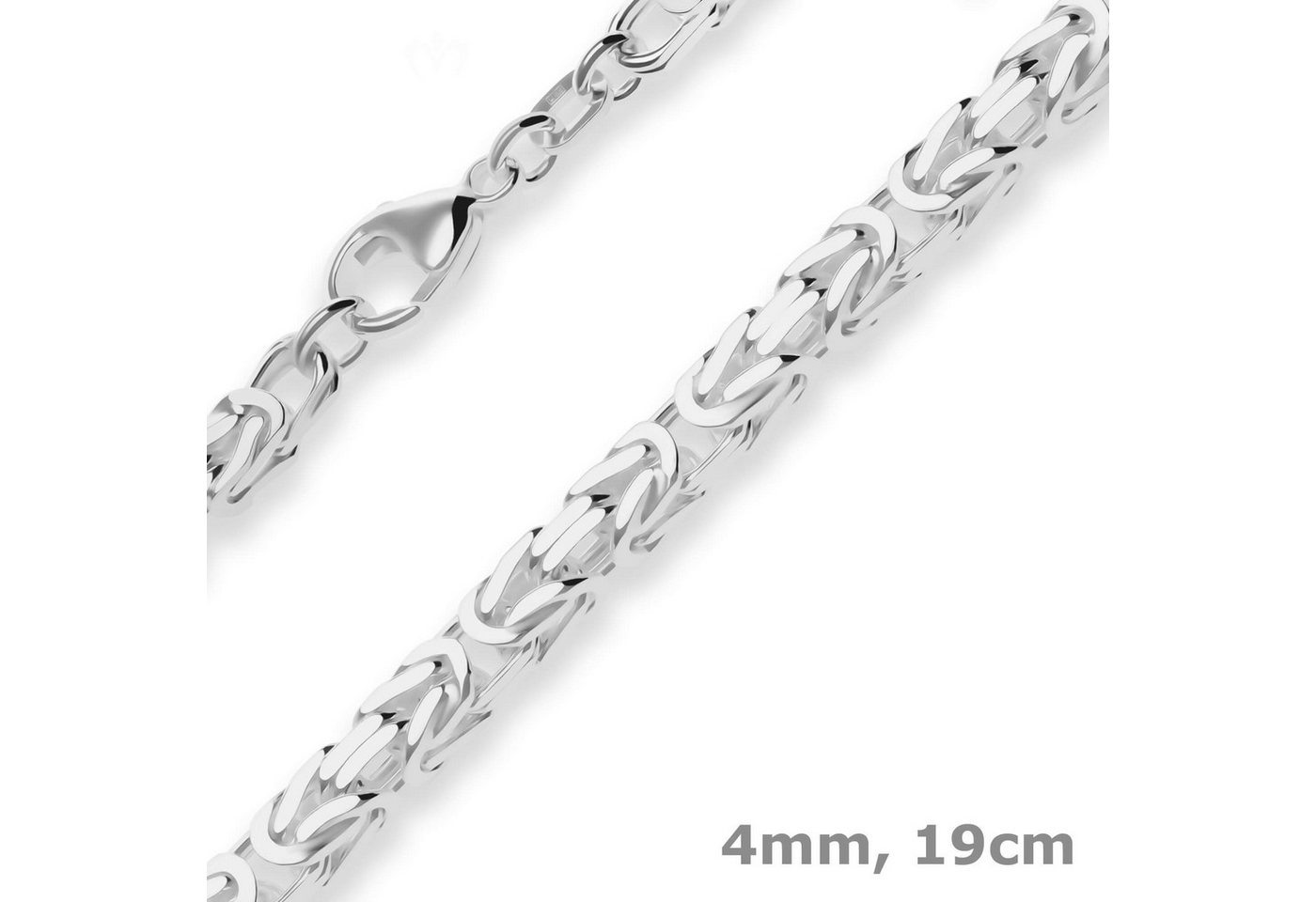 Schmuck Krone Silberarmband 4mm Armband Königskette aus 925 Silber 19cm, Silber 925 von Schmuck Krone