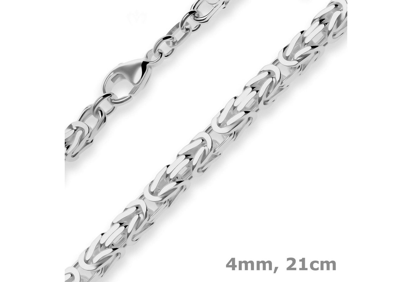 Schmuck Krone Silberarmband 4mm Armband Königskette aus 925 Silber rhodiniert 21cm, Silber 925 von Schmuck Krone
