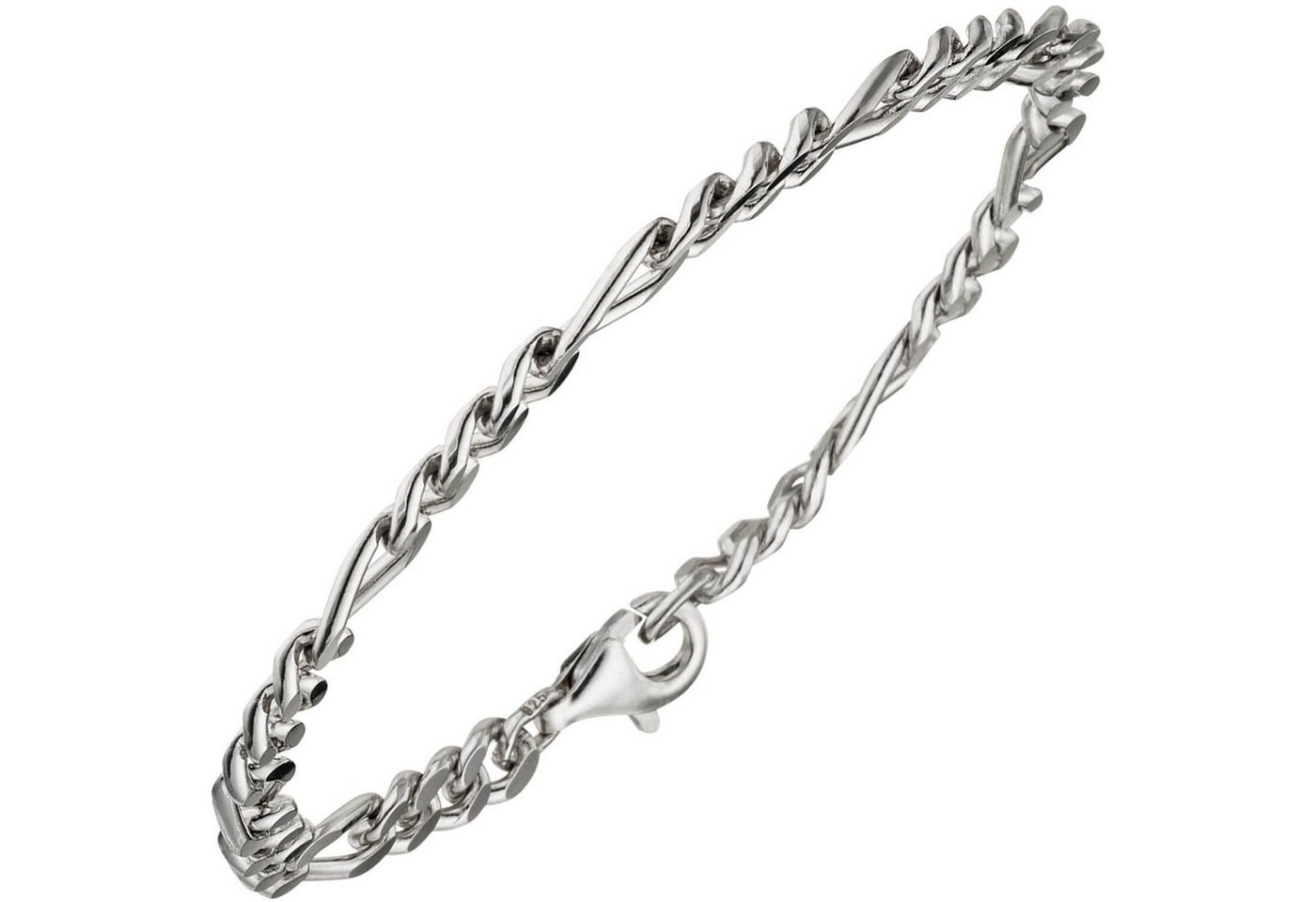 Schmuck Krone Silberarmband 5,3mm Armband Figarokette aus 925 Silber rhodiniert diamantiert Armschmuck, 21cm von Schmuck Krone