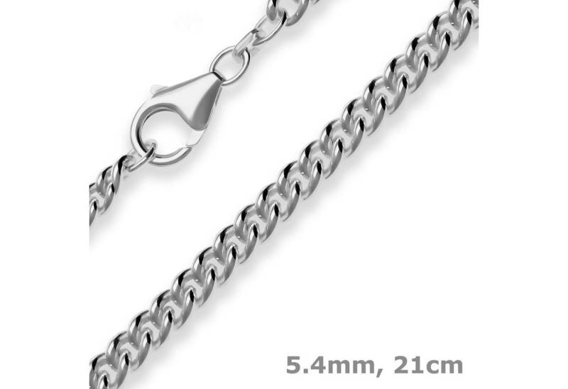 Schmuck Krone Silberarmband 5,4mm Armband Panzerkette rund aus 925 Silber rhodiniert 21cm, Silber 925 von Schmuck Krone