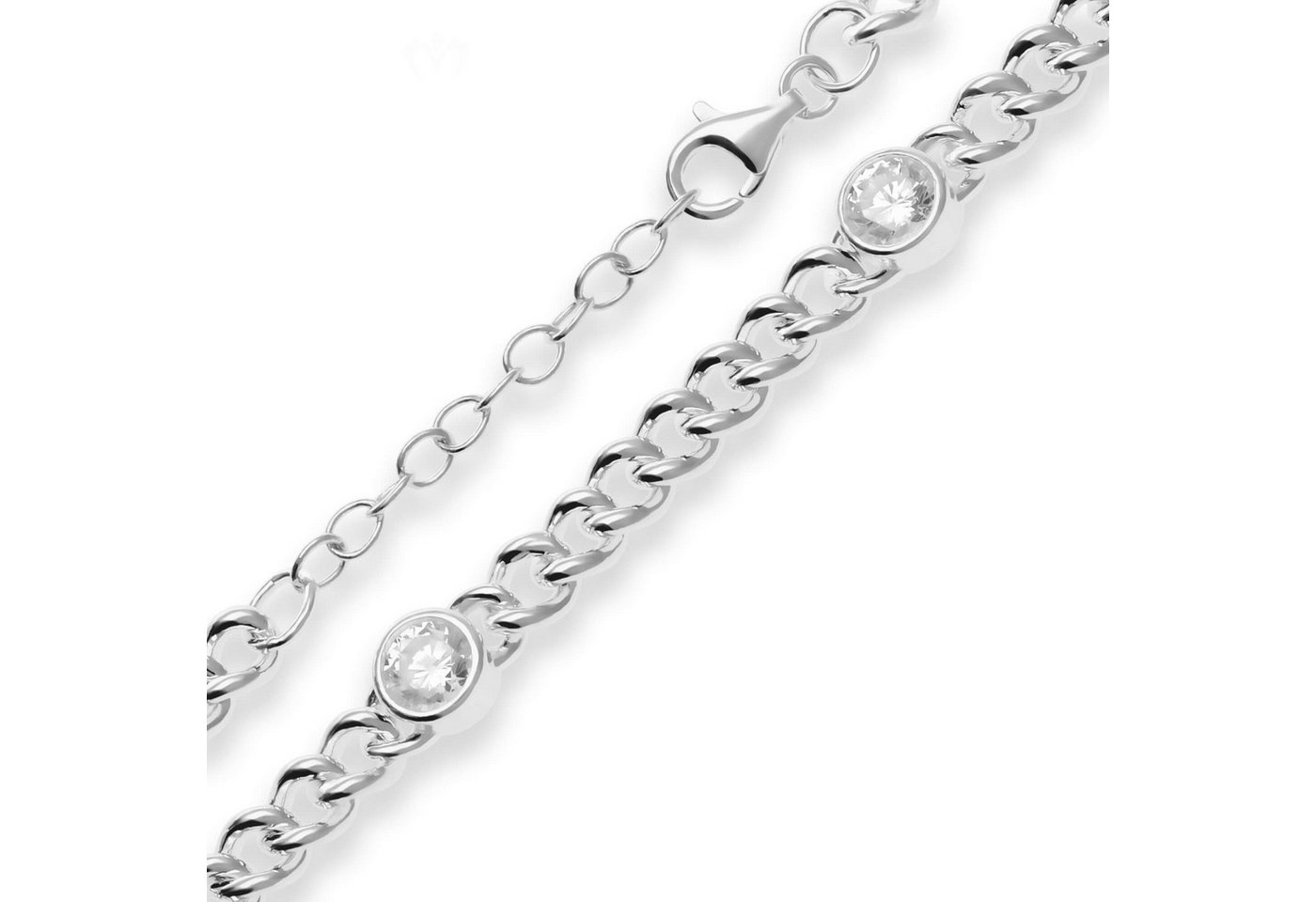 Schmuck Krone Silberarmband 5mm Armband Panzerkette rund aus 925 Silber 17cm, Silber 925 von Schmuck Krone