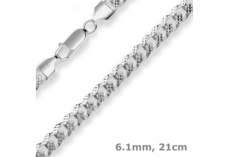 Schmuck Krone Silberarmband 6,1mm Armband Panzerkette oval aus 925 Silber 21cm, Silber 925 von Schmuck Krone