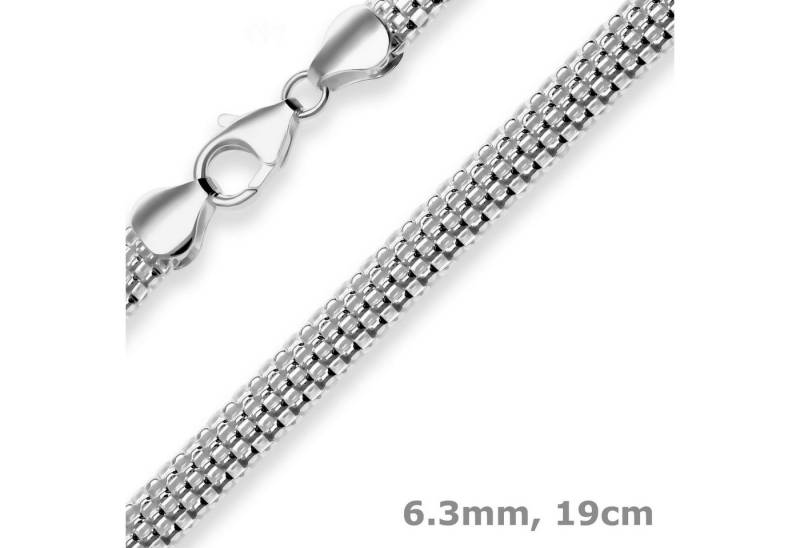 Schmuck Krone Silberarmband 6,3mm Armband Geflechte-Kette aus 925 Silber rhodiniert 19cm, Silber 925 von Schmuck Krone