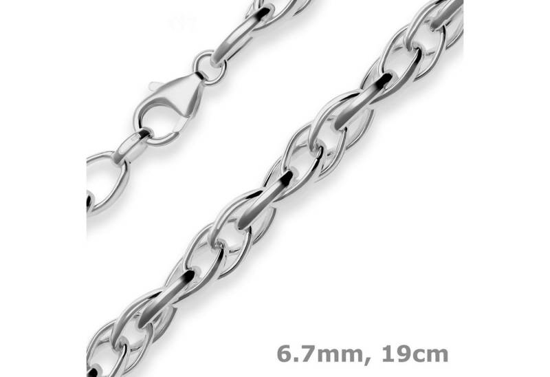 Schmuck Krone Silberarmband 6,7mm Armband Doppelankerkette aus 925 Silber rhodiniert 19cm, Silber 925 von Schmuck Krone