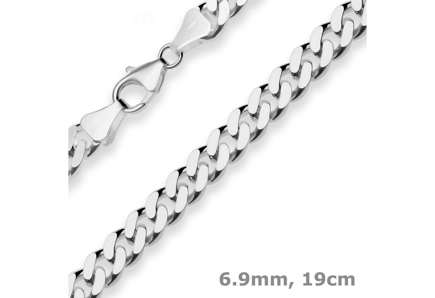Schmuck Krone Silberarmband 6,9mm Armband Panzerkette aus 925 Silber rhodiniert 19cm, Silber 925 von Schmuck Krone