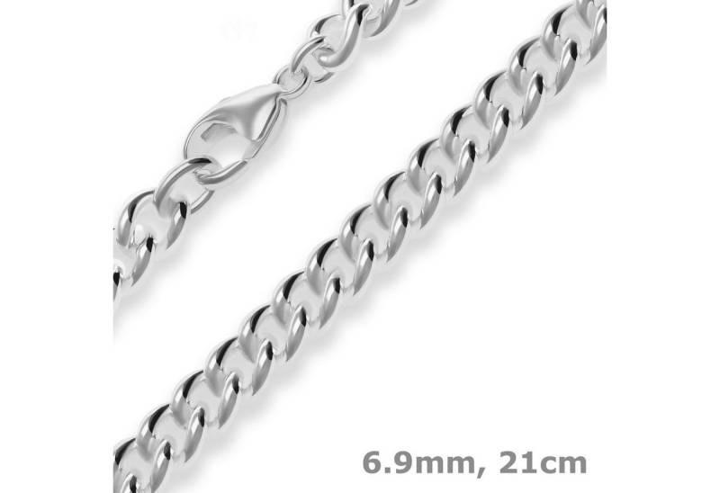 Schmuck Krone Silberarmband 6,9mm Armband Panzerkette rund aus 925 Silber 21cm, Silber 925 von Schmuck Krone